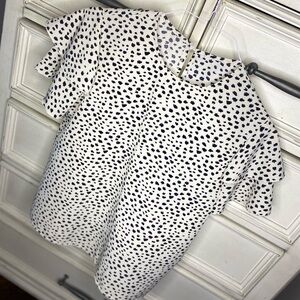 Ruffle Sleeve Dalmation Print Blouse